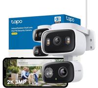 Tapo C246D - Cámara de Vigilancia Interior/Exterior 360º, Doble Lente 2K | Detección de Movimiento, Personas, Mascotas, Vehículos y más. Gran Angular + Teleobjetivo. Visión Nocturna a Color. App Tapo.