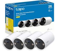 Tapo C410(4-pack) - Cámara Wi-Fi de Batería para Exterior/Interior, 2K 3MP, 6400mAh, Detección de Personas por IA, Visión Nocturna a Color, No Requiere Hub, Compatible con Panel Solar