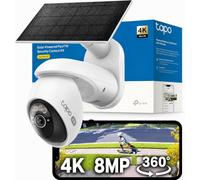 Tapo C660 KIT 4K 360° Cámara de vigilancia solar para exteriores, batería de 10000 mAh, visión nocturna de color, WiFi de doble banda, detección de IA, alarma de luz y sonido