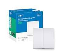 Tapo Interruptor de luz inteligente de 2 bandas, 1 vía, interruptores de luz inteligentes con control de voz, modo ausente, no necesita neutro, batería incluida, funciona con Alexa y Google, Tapo se