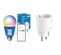 Tapo L535E - Bombillas inteligentes,1055 lúmenes de alto brillo (equivalente a 75 W), Multicolor, 2500-6500k regulable, Compatible con Matter, Alexa y Google P115 Mini Enchufe Inteligente Wi-Fi