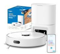 Tapo RV30 MAX Plus - Robot Aspirador 5300Pa, Base de Autovaciado, Navegación Láser LiDAR y Mapeo Inteligente, Limpieza 4 en 1: Barre, Aspira, Friega y Pasa la Mopa, Control por Voz y App,Blanco