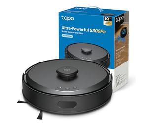 Tapo RV30 MAX - Robot Aspirador con 5300Pa, Doble Navegación LiDAR+IMU, Tasa de Recogida de Polvo Superior al 97%, IQ+ Smart Cleaning, Mapeo 3D, Control por Voz y App,sin Base de autovaciado,Negro