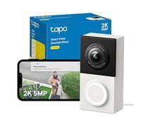 Tapo Timbre D130 2K 5MP con Cable, detección de IA, Vista de Cabeza a pies de 180°, Timbre de Video, sin Tarifa mensual, Audio de 2 vías, visión Nocturna a Color IP65, Timbre de Anillo Incluido