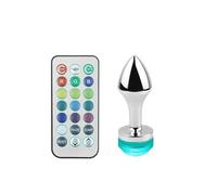 Tapón Anal 3 tamaños de Control remoto LED luces coloridas de aleación de Zinc hilo Anal Plug Metal Butt Plug pareja coqueteo Gay juguetes sexuales para adultos