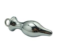tapón anal 34 MM * 96 MM Tamaño mediano Anillo de tracción Cristal Metal Anal Plug Plata Acero inoxidable Butt Plug Juguetes sexuales