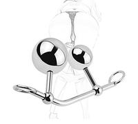 Tapón Anal Bola Anal Tapón Anal de Metal Tapón Anal con 2 Bolas Intercambiables Gancho Anal Ajustable SM Bondage Asslock Próstata Dilatador de Vagina Juguete Anal para Hombres, Plata