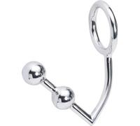 Tapón anal con anillo para el pene con 2 bolas, gancho de acero metálico, tapón anal para sexo para adultos, juguetes sexuales Gmae(M)