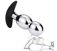Tapón anal con cuentas anales, bola anal de metal, tapón anal, con base de silicona, masajeador vaginal de próstata, dilatador anal, dilatador SM, masturbación, juguete sexual para hombres