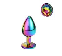 tapón anal Conjunto pequeño, mediano y grande, corazón de cristal, redondo, dorado, Arco Iris, cuentas anales de Metal, tapón Anal, joyería, juguete sexual