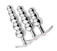 Tapón anal de acero inoxidable 3 cuentas/4 cuentas/5 cuentas Plug anal Butt Plug de metal Consolador anal Dilatador Bolas anales Buttpluck Masaje de próstata Estimulador Bondage SM Juguete sexual(L)