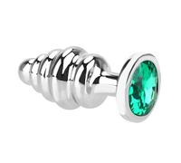 Tapón Anal de acero inoxidable, tapón Anal de Metal, Juguetes sexuales para mujeres y hombres, máquina sexual, joyería de cristal, masturbador de cuentas en espiral(Green)