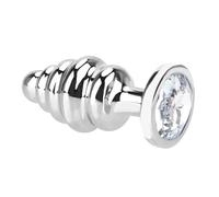 Tapón Anal de acero inoxidable, tapón Anal de Metal, Juguetes sexuales para mujeres y hombres, máquina sexual, joyería de cristal, masturbador de cuentas en espiral(White)