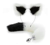 Tapón anal de cola con cola de zorro, tapón anal para cosplay, tapón anal, juego de tapones anales, accesorios para el cabello, consolador anal de zorro, parejas para colas de juguete, pares de cola(H