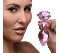 Tapón anal de cristal rosa rosa grande