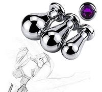 Tapón anal de metal, tapón anal, bolas anales de acero inoxidable, tapón anal, forma de pera, dilatador de ano, masaje vaginal, juguete sexual de masturbación grande/mediano/pequeño(S)