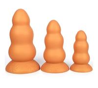 Tapón anal de silicona, masturbación vaginal, dilatador anal, bola anal suave, ventosa única y función de masaje de próstata, consolador anal erótico para sexo anal, tapón anal, juguetes sexuales(Gold