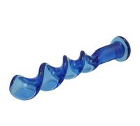 Tapón Anal Gran cabeza azul pyrex cristal ondulado vidrio anal butt plug cuentas consolador masturbación juguetes sexuales producto Para hombres mujeres