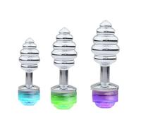 Tapón Anal Hilo Anal Masturbador Metal Butt Plug LED Remoto Resplandor Consolador Anal Plug Luz LED Adultos Juguetes Eróticos Para Mujeres Gay