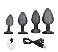 Tapón Anal Juego de tapón Anal vibratorio para hombre Para, 4 Uds., 10 vibraciones, juguete sexual con Control remoto, productos para adultos masculinos Para, masturbador