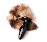 Tapón anal, juguete sexual, cola de perro, tapón anal de piel sintética, tapón de cristal para adultos, cosplay, juego sexual(Black)