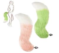 tapón anal Metal Anal Plug Beads cola Cosplay rosa verde degradado Color grande largo Butt Plug Tail Anal juguetes sexuales