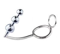 Tapón anal multifuncional con anillo para el pene Entrenador anal Metal Acero inoxidable Anal Butt Plug Adulto Juguete sexy para mujeres, hombres/principiantes M