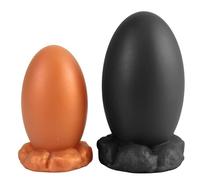 Tapón anal para mujer, bola anal en forma de huevo de silicona con diseño de ventosa para fijar cómodamente el tapón anal, dilatador anal, masturbación vaginal anal elástica, juguete sexual para(Gold,