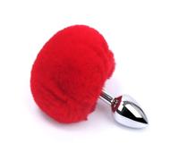 Tapón Anal para mujeres, tapón Anal con cola de conejito, juguetes sexys para mujeres, máquina sexual de acero inoxidable, divertidos juguetes para adultos, masturbadores para mujeres(Red)