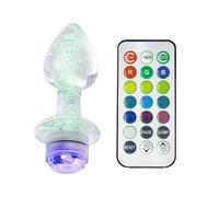 Tapón Anal Vibrador Anal de cristal luminoso con luz LED, consolador con Control remoto, tapón Anal de cristal, máquina sexual, Juguetes sexuales Para para mujer, hombre y pareja