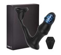 Tapón Anal Vibrador Anal oscilante con anillo para el pene, máquina sexual de empuje, masturbador, 3 potentes motores, tapón Anal