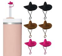 Tapón antipolvo con pajita | con punta de popote en forma de sombrero | Suministros de botellas coloridas, accesorios para beber para el hogar, estudio, escuela