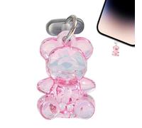 Tapón antipolvo para teléfono | Bonito tapón antipolvo para teléfono celular, diseño de oso acrílico, dije portátil para teléfono móvil, cubierta de puerto de carga, colgante de teléfono para tableta