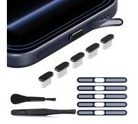 Tapón antipolvo USB C para iPhone 17 Pro Max, 5 fundas protectoras de altavoz para iPhone y tapa de puerto de carga tipo C para iPhone 17 Pro Max, calcomanías adhesivas de malla para altavoz de