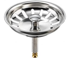 Tapón-cestillo desagüe para fregaderos Teka - Canastilla de Ø81 mm para válvulas de 90 mm - Barra de 8 x 53 mm (ajustable hasta 65 mm) - Diámetro de 43 mm incluida la junta