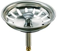 Tapón-cestillo desagüe universal para fregaderos con control excéntrico - Canastilla de Ø81 mm para válvulas de 90 mm - Barra de 8 x 38 mm (ajustable hasta 58 mm) - Diámetro de 43 mm incluida la junta