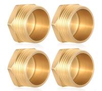 Tapón ciego de latón, paquete de 4 tapas de extremo de tubo de rosca macho G3/4 pulgadas de 26 mm para prevención de fugas, ajuste resistente al óxido para grifos, válvulas de lavadora, bricolaje y