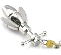 Tapón de acero inoxidable con cerradura, tapón de Metal ajustable para dilatador Anal, estimulación abierta de 3 pétalos, esclavo fetiche masculino, Juguetes sexuales SM