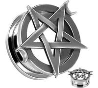 Tapón de acero para túnel de carne, medidor de oreja, doble llamarada, extensor, tamaño disponible, 0 g (8 mm) a 1 pulgada (25 mm) (1 par), 5/8 = 16mm, Madera Silicona Piedra