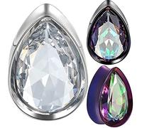 Tapón de acero para túnel de carne, medidor de oreja, doble llamarada, extensor, tamaño disponible, 0 g (8 mm) a 1 pulgada (25 mm) (1 par), 1/2 = 12mm, Madera Silicona Piedra, Sin gemas.