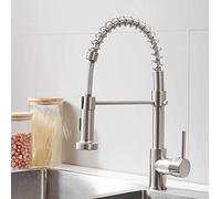 Tapón de agua, manija simple, gira 360 compatible, latón enjuague, grifo de fregadero de cocina de dibujo, grifo de cuenco, grifos/dibujo de agua caliente y fría Aqiong