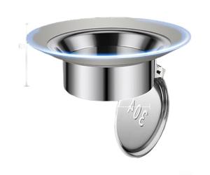 Tapón de aroma de inodoro de acero inoxidable 304, bloqueo de válvula de gravedad e insectos, anillo de goma de doble pendiente, se adapta a cuenco de piso de agujero redondo, drenaje rápido, fácil