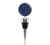 Tapón de botella de vino azul marino con estrellas blancas pequeñas, tapón reutilizable para botella de bebidas, aleación de zinc, tapón sellador de vino tinto para fiestas, bodas y bares