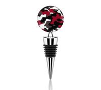 Tapón de botella de vino con patrón de camuflaje negro, blanco y rojo, tapón reutilizable para botella de bebidas, aleación de zinc, tapón sellador de vino tinto para fiesta, boda, bar