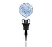 Tapón de botella de vino con patrón de mármol azul, blanco y gris, tapón reutilizable para botella de bebidas, aleación de zinc, tapón sellador de vino tinto para fiesta, boda, bar