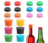 Tapón de botella multicolor, 18 unidades, de silicona multicolor, tapas de botellas de cerveza, tapas reutilizables para botellas de vino, 100% sin BPA, cierre para cerveza, zumo y botellas de vidrio