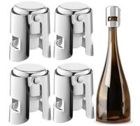 Tapón de champán, selladores de botellas de acero inoxidable, tapón de vino al vacío con silicona de grado alimenticio a prueba de fugas, se mantiene fresco, adecuado para champán, cava, prosecco y