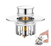 Tapón de desagüe 3 en 1 para bañera con cesta de filtro de acero inoxidable, tapón para lavabo de 37 a 50 mm, núcleo de bola de latón, cromado