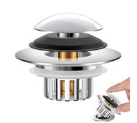 Tapón de desagüe 3 en 1 para bañera con cesta de filtro de acero inoxidable, tapón para lavabo de 37 a 50 mm, núcleo de bola de latón, cromado