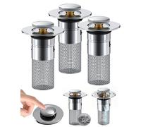 Tapón De Desagüe Emergente Y Recogedor De Pelos 2 En 1 - Cesta De Filtro De Acero Inoxidable, Tapón De Desagüe Antiobstrucción For Lavabo, Compatible Con El 99% De Los Desagües(3)